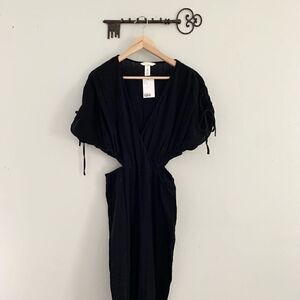 H&M long black cotton romper with side cut outs NWT size medium